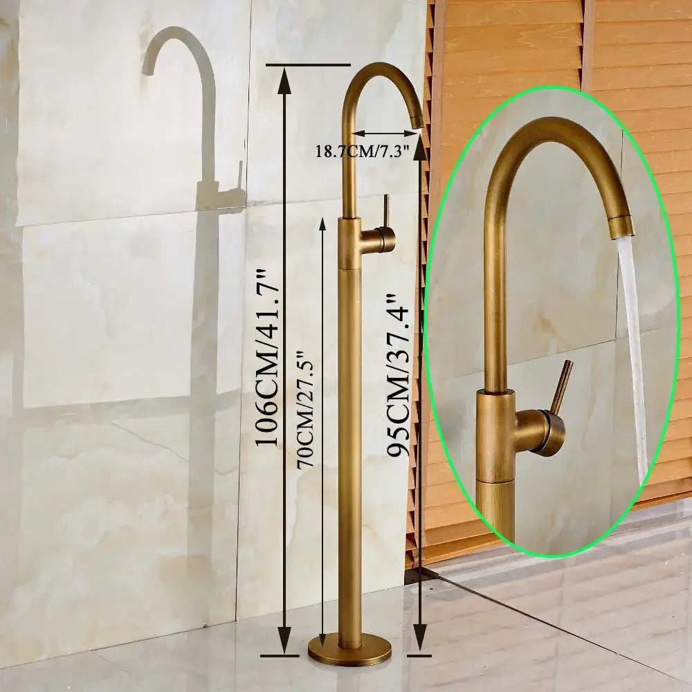 Antique brass swivel spout tub faucet with handheld shower bathroom