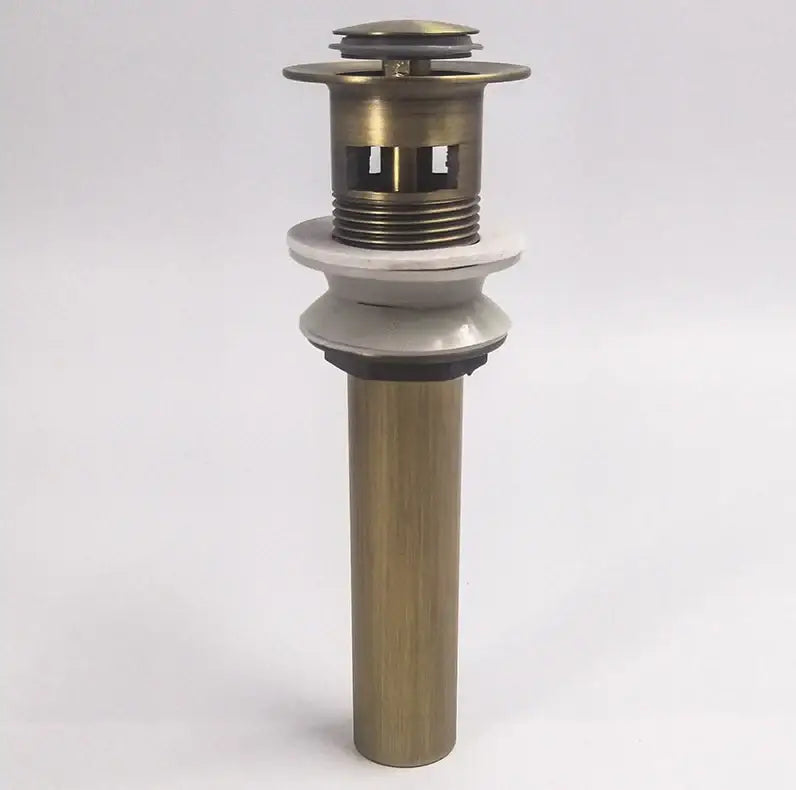 Engraved antique brass vessel sink drain bathroom accessory