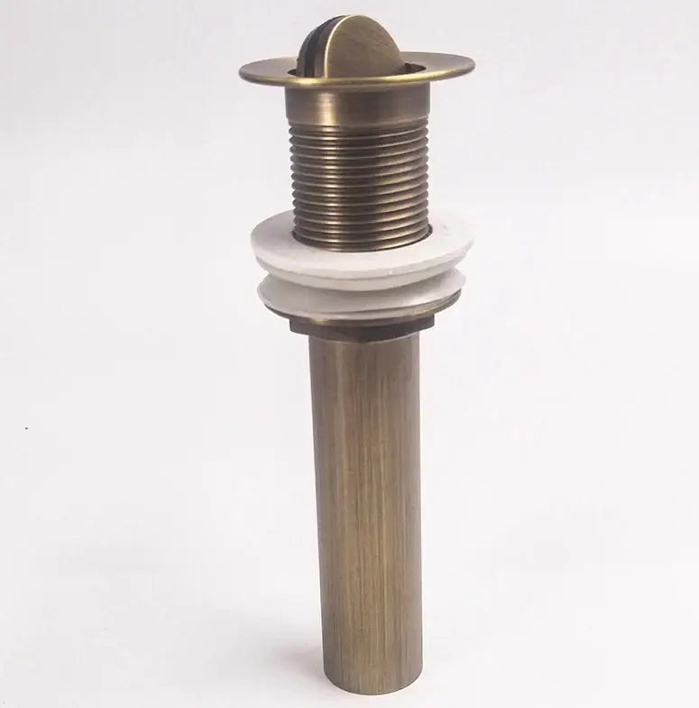 Engraved antique brass vessel sink drain bathroom accessory