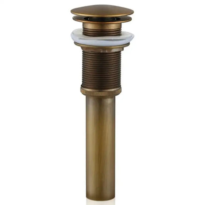 Engraved antique brass vessel sink drain bathroom accessory