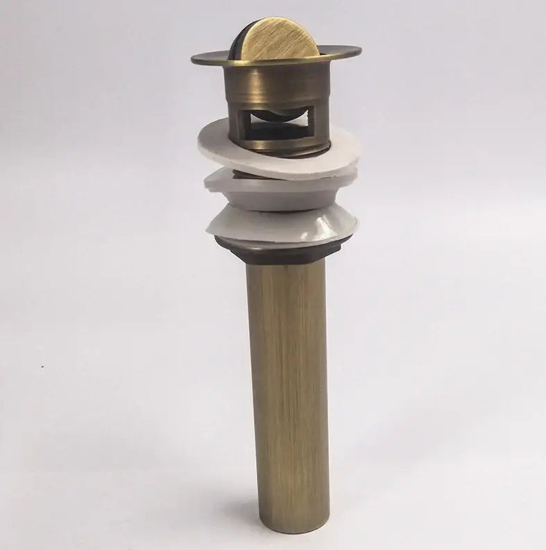 Engraved antique brass vessel sink drain bathroom accessory