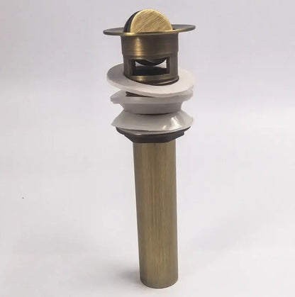 Engraved antique brass vessel sink drain bathroom accessory