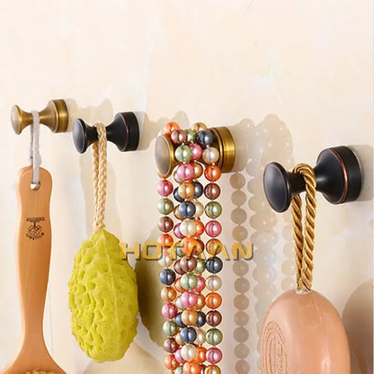 Vintage antique brass wall clothes rack hook for bathroom robe hanger