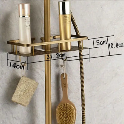 Antique brass wall mount shower faucet with rainhead for bathroom