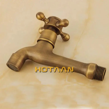 Antique brass wall mount cross handle faucet garden tap