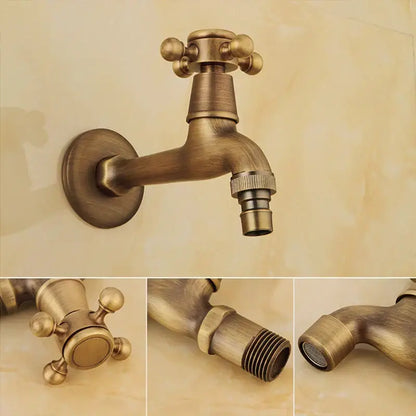 Antique brass wall mount garden faucet garden threaded hose tap