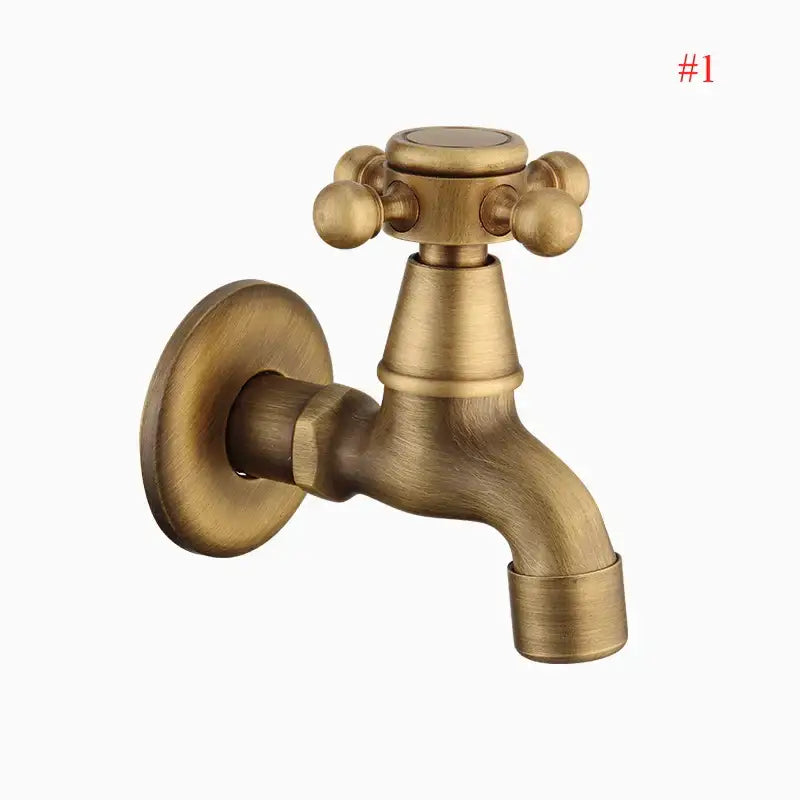 Antique brass wall mount garden faucet garden threaded hose tap