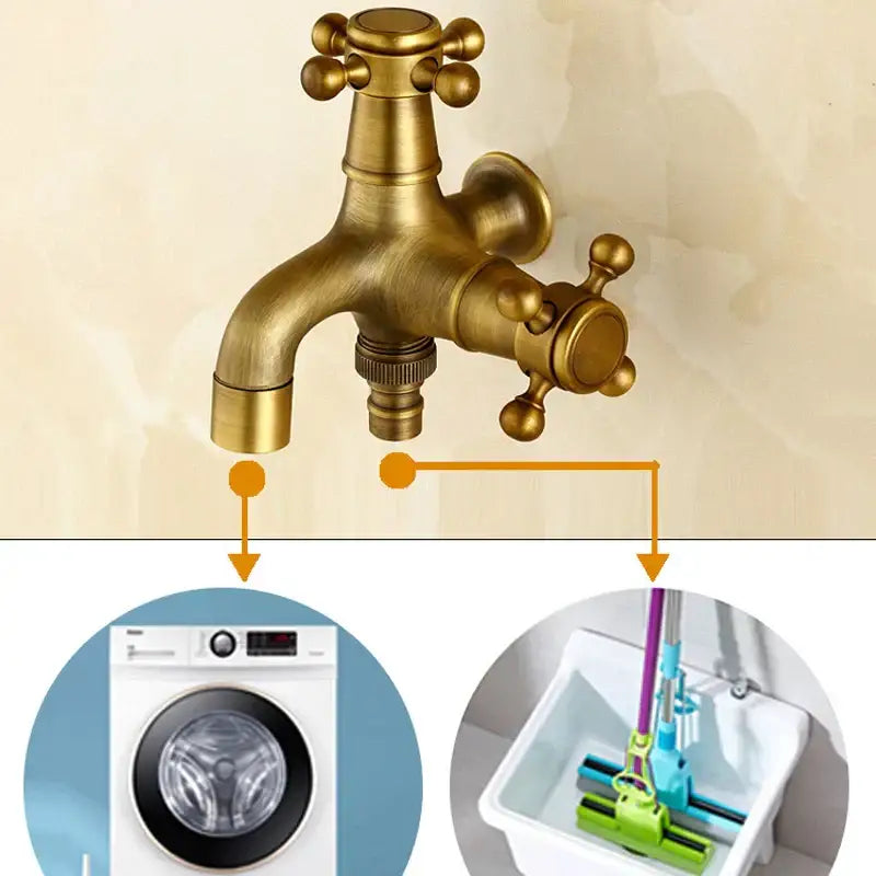 Antique brass wall mount garden faucet garden threaded hose tap