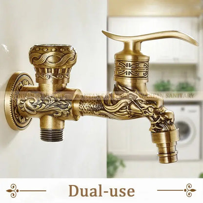 Antique dragon brass wall mount bidet faucet bathroom shower spray