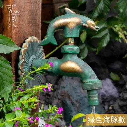 Antique bird brass wall mount garden faucet garden decor