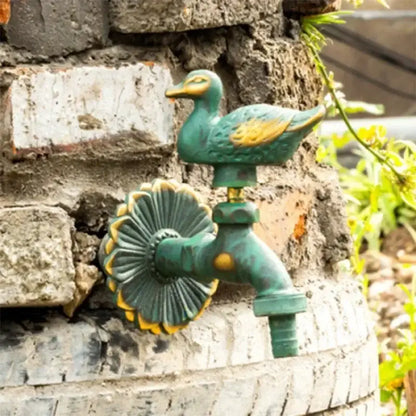 Antique bird brass wall mount garden faucet garden decor