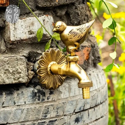 Antique bird brass wall mount garden faucet garden decor