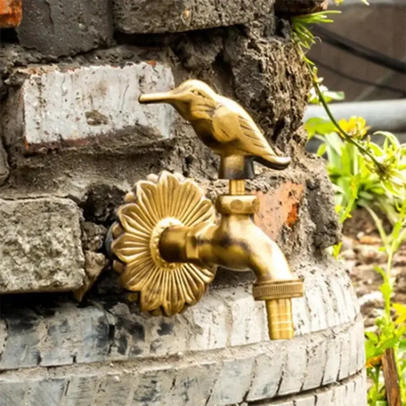 Antique bird brass wall mount garden faucet garden decor