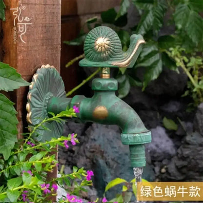 Antique bird brass wall mount garden faucet garden decor