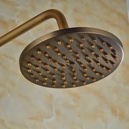 Antique brass wall mount shower faucet with rain head – bathroom
