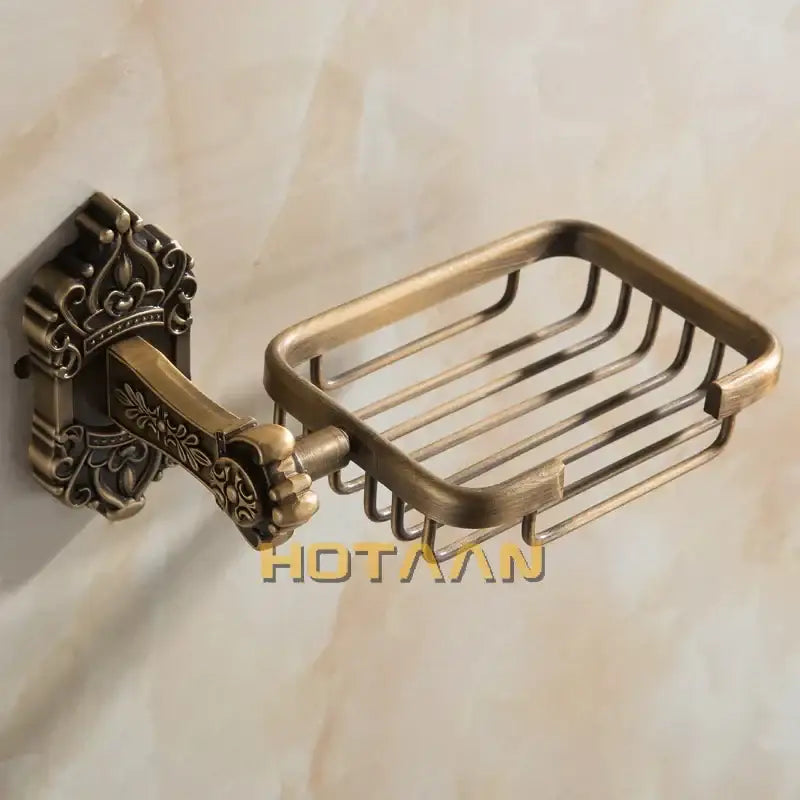 Antique brass scrollwork soap basket bathroom wall mount