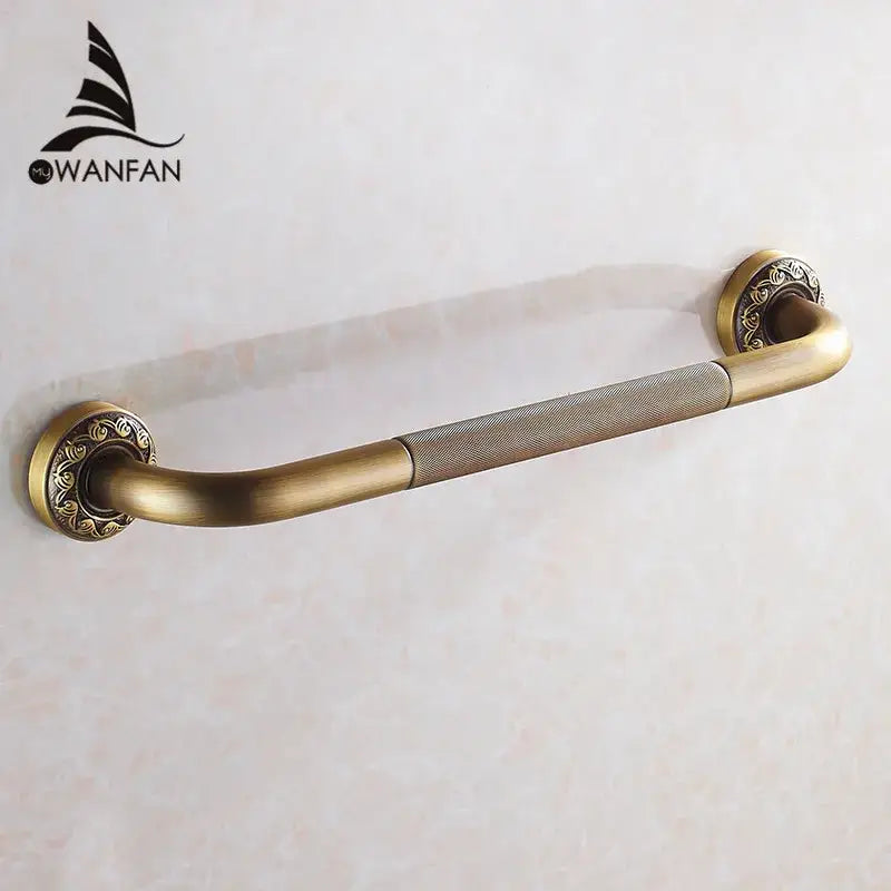 Antique brass wall mounted grab bar bathroom safety handle