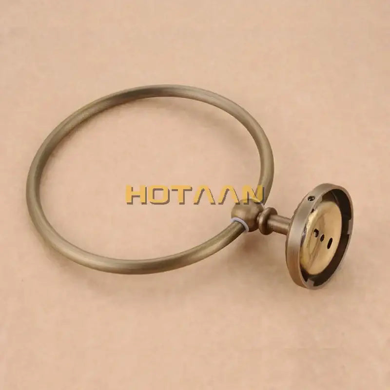 Antique brass rope twist towel ring holder for bathroom