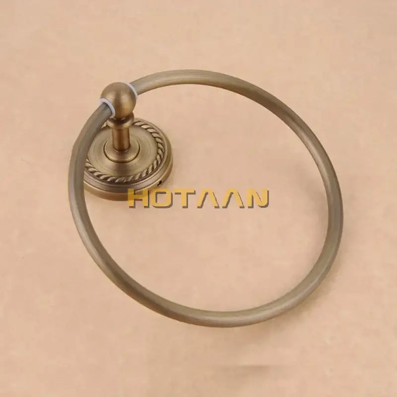 Antique brass rope twist towel ring holder for bathroom