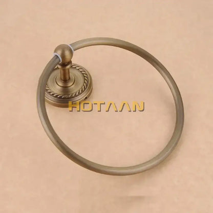 Antique brass rope twist towel ring holder for bathroom