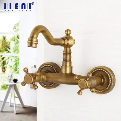 Antique brass wall mounted shower faucet bathroom mixer with rope detail