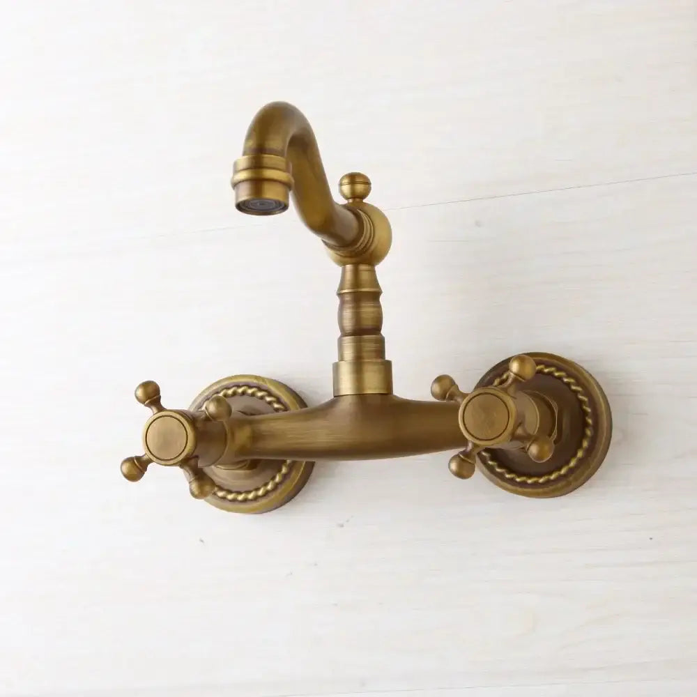Antique brass wall mounted shower faucet bathroom mixer with rope detail
