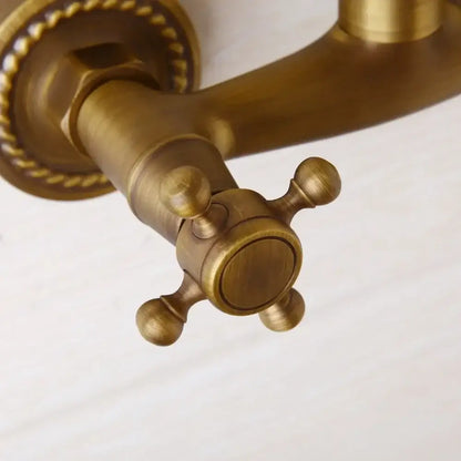 Antique brass wall mounted shower faucet bathroom mixer with rope detail