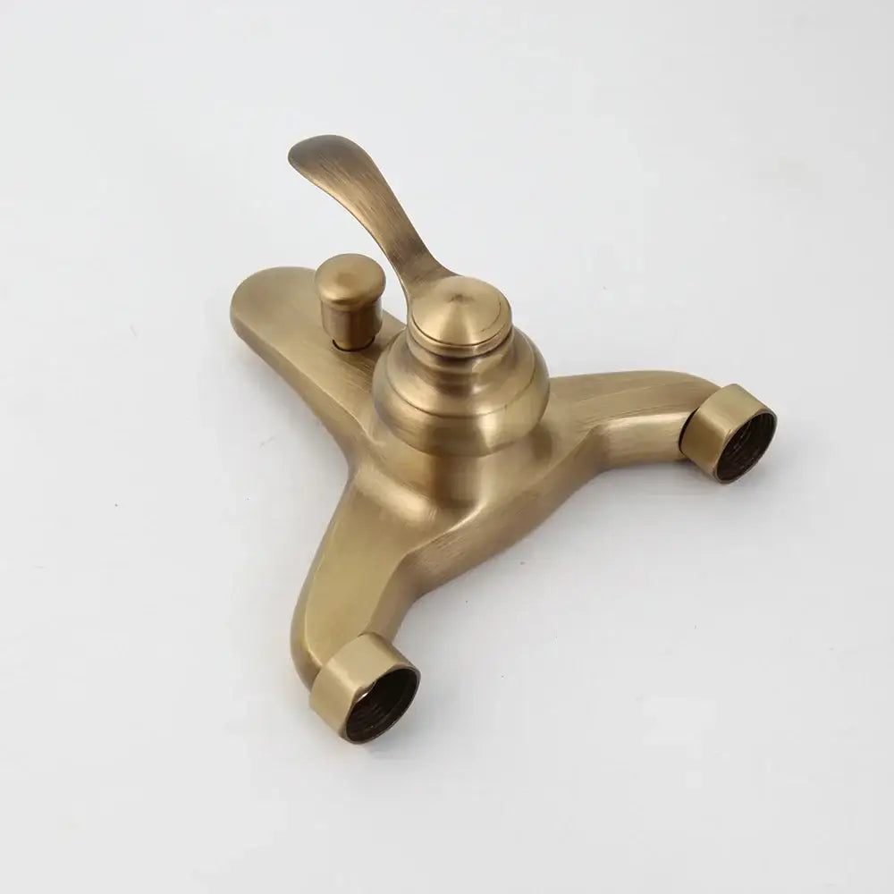 Antique brass shower faucet set bathroom ornate ceramic hand shower