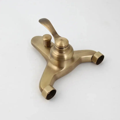 Antique brass shower faucet set bathroom ornate ceramic hand shower
