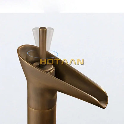 Antique brass waterfall basin faucet mixer for bathroom sink