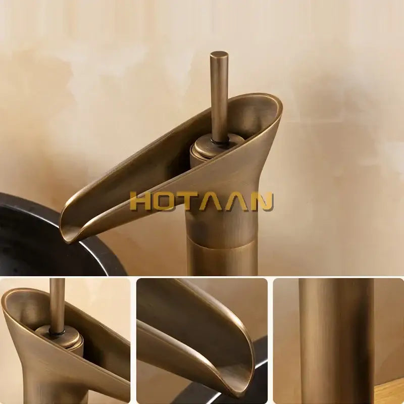 Antique brass waterfall basin faucet mixer for bathroom sink