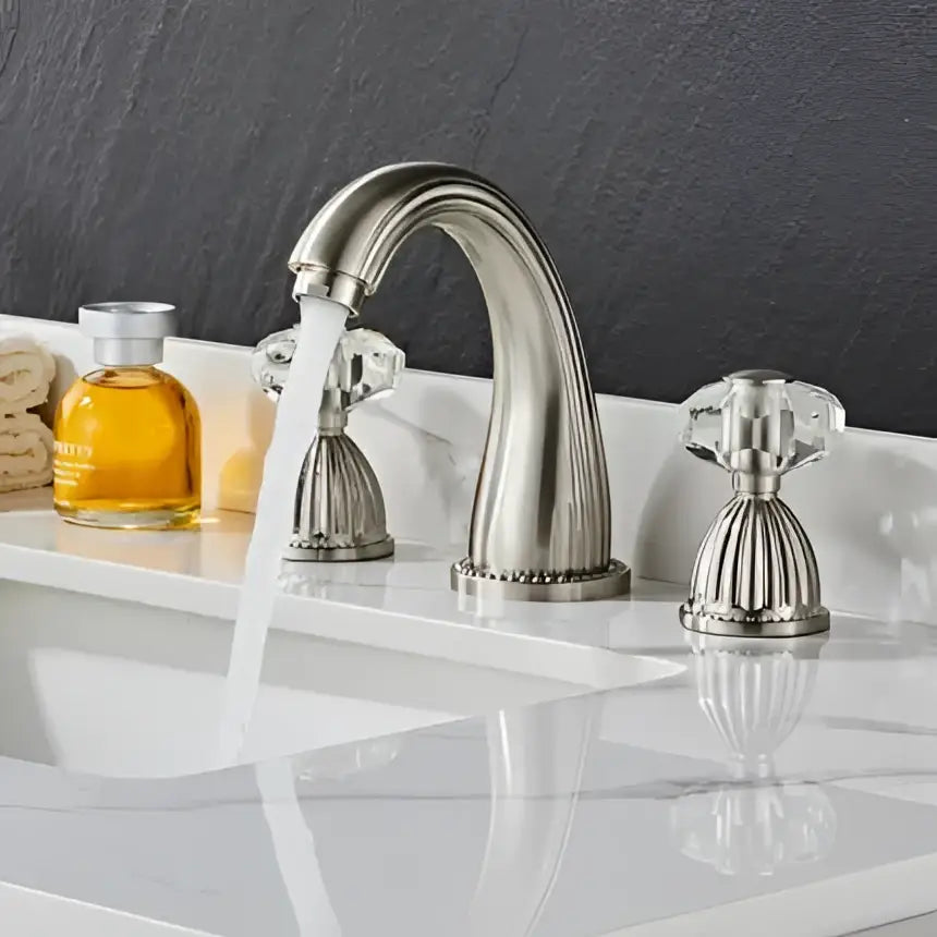 Antique bronze crystal widespread basin faucet bathroom hot cold mixer