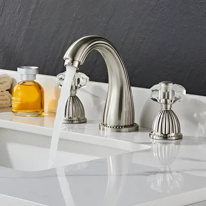 Antique bronze crystal widespread basin faucet bathroom hot cold mixer