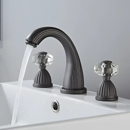 Antique bronze crystal widespread basin faucet bathroom hot cold mixer