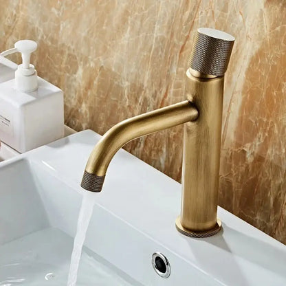 Modern antique bronze basin faucet bathroom knurled brass mixer tap