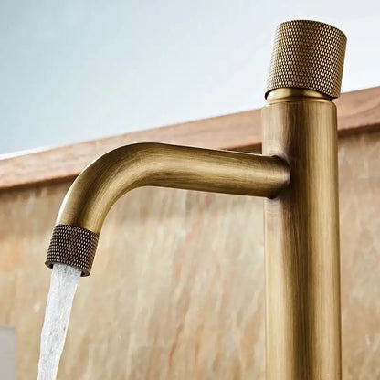 Modern antique bronze basin faucet bathroom knurled brass mixer tap