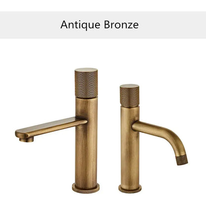 Modern antique bronze basin faucet bathroom knurled brass mixer tap