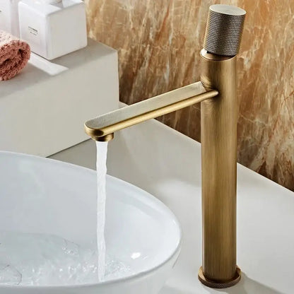 Modern antique bronze basin faucet bathroom knurled brass mixer tap