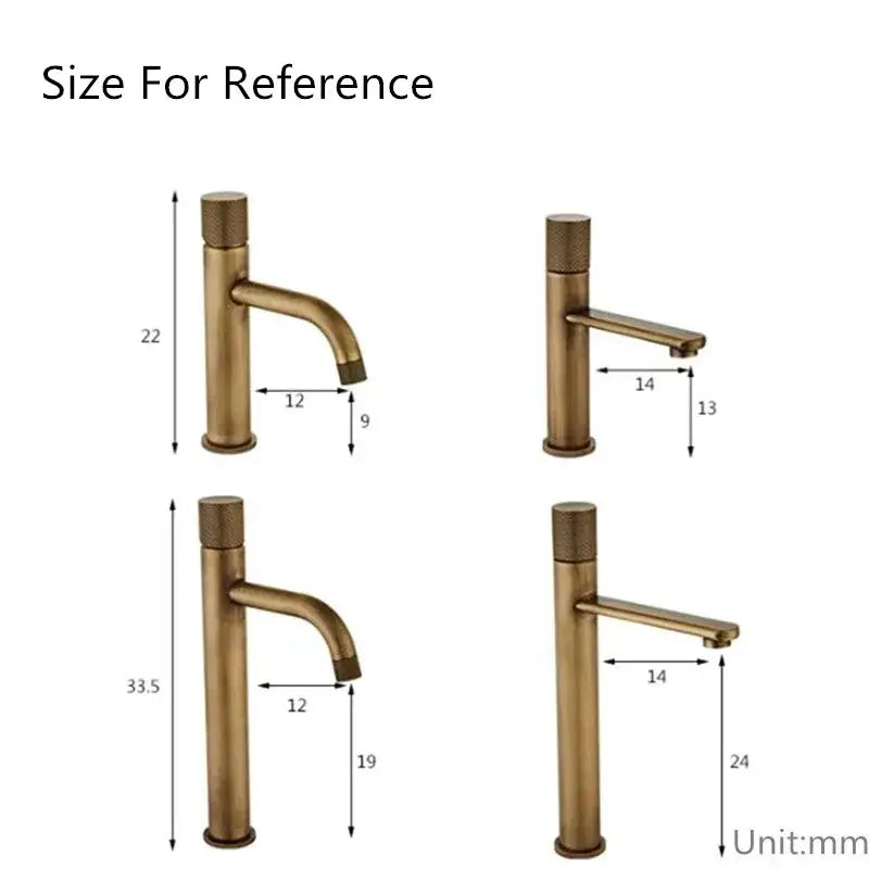 Modern antique bronze basin faucet bathroom knurled brass mixer tap
