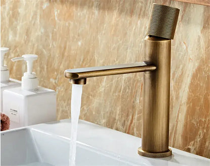 Modern antique bronze basin faucet bathroom knurled brass mixer tap