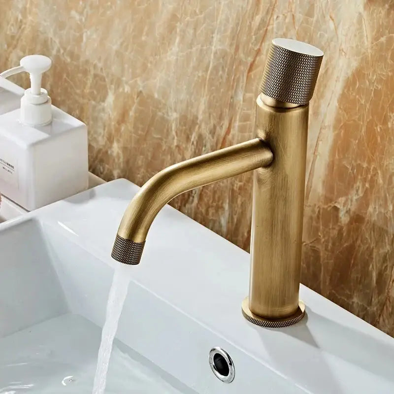 Modern antique bronze basin faucet bathroom knurled brass mixer tap