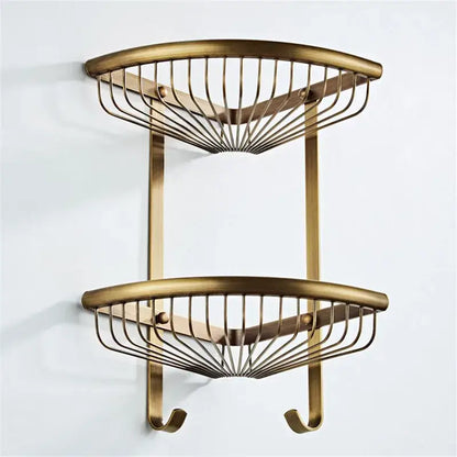 Modern antique bronze bathroom accessory set with towel rack and brush