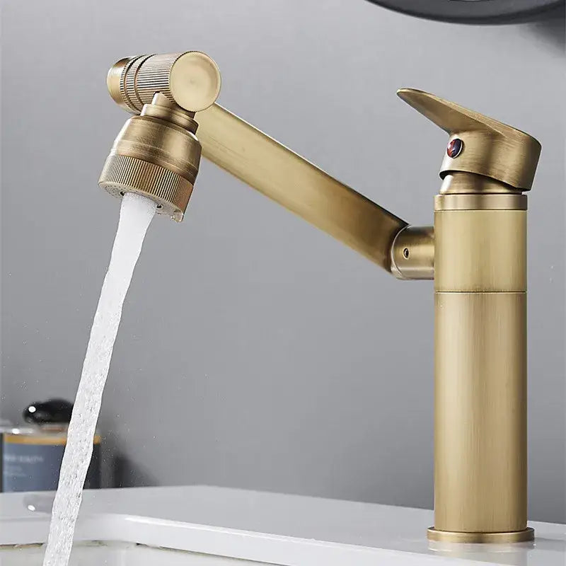 Modern antique bronze bathroom sink faucet with textured knob