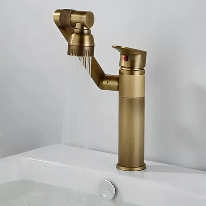 Modern antique bronze bathroom sink faucet with textured knob