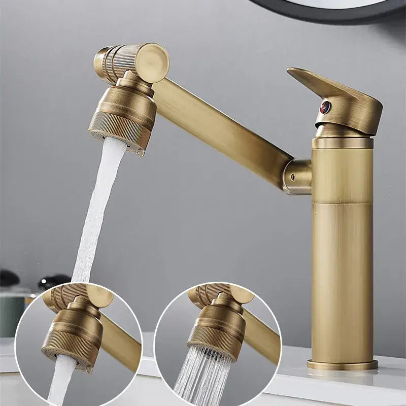 Modern antique bronze bathroom sink faucet with textured knob