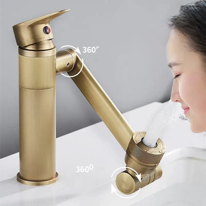 Modern antique bronze bathroom sink faucet with textured knob
