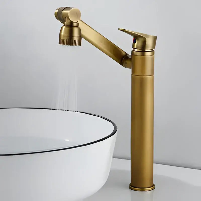 Modern antique bronze bathroom sink faucet with textured knob