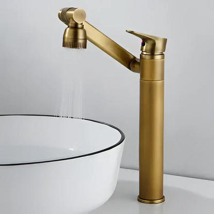 Modern antique bronze bathroom sink faucet with textured knob
