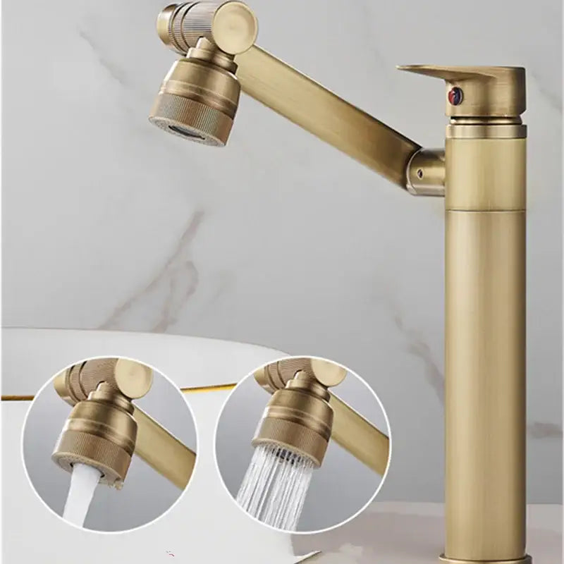 Modern antique bronze bathroom sink faucet with textured knob