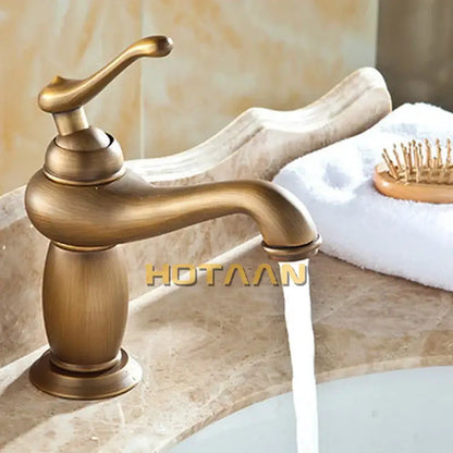 Antique europe style brass basin faucet bathroom single handle tap